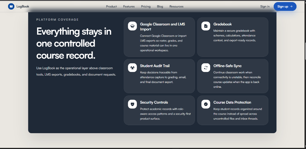 LogBook Platform Coverage & Feature Capabilities